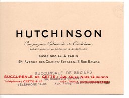 34 SETE CETTE BEZIERS HERAULT PARIS HUTCHINSON PNEU  PUB PUBLICITE - Cartes De Visite