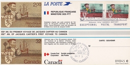 CARTE SOUVENIR  NUMEROTEE PREMIER VOYAGE JACQUES CARTIER AU CANADA - Collectors