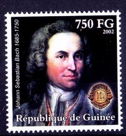 Ga2- Guinee 2002 MNH, Music Composer, Johann Sebastian Bach, Lions International - Musik