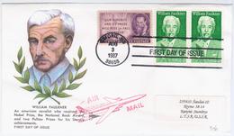USA United States 1987 FDC William Faulkner, Writer, Nobel Prize Laureate, Canceled In Oxford - 1981-1990