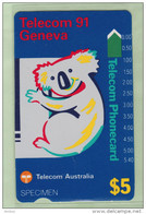 Australia - Telecom - 1991 Geneva - $5 Koala - Specimen - Australia