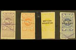 REVENUES 1918 2r Purple & 3r Orange, 1918 Overprinted 30k Yellow & 6r Blue, Barefoot 3/4, 8 & 11, Used With Violet Pen S - Batum (1919-1920)