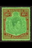 1938 10s Green And Deep Lake On Pale Emerald, 1st Printing SG 119, Very Fine Mint With Much Lighter Than Usuasl Streaky  - Bermuda