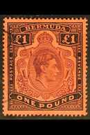 1938-53 £1 Pale Purple & Black/pale Red, SG 121b, Very Fine Used For More Images, Please Visit Http://www.sandafayre.com - Bermudes