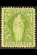 1899 ½d Yellow-green, Error "HALFPFNNY", SG 43a, Fine Mint. For More Images, Please Visit Http://www.sandafayre.com/item - Britse Maagdeneilanden