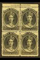 1860 12½c Black On Yellowish Paper, SG 13,  Inscription Block Of 4 Very Fine Mint. For More Images, Please Visit Http:// - Other & Unclassified
