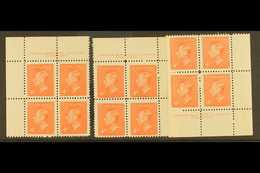 1949 4c Vermilion Geo VI, SG 417b, Uni 306, Scarce Plate No 6, As Upper Left, Upper Right And Lower Right Corner Blocks  - Autres & Non Classés