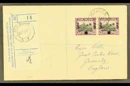 1940 3d On 1½d Black And Purple, SG 130, Horizontal Pair On Neat 1941 "Wells" Envelope Registered MAUKE To England. For  - Cookeilanden