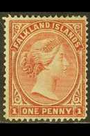 1878 1d Claret, No Watermark, SG 1, Unused, Diagonal Crease, Good Colour And Perfs, Cat.£750. For More Images, Please Vi - Falkland Islands