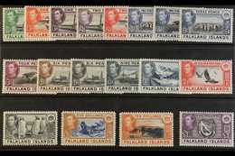 1938-50 KGVI Definitives Complete Set, SG 146/63, Never Hinged Mint. Fresh And Attractive! (18 Stamps) For More Images,  - Falklandeilanden