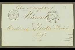 MARTINIQUE 1857 (28 July) Stampless Entire Letter To France, Endorsed 'voie D'Angleterre', Bearing "St Pierre, Martiniqu - Other & Unclassified