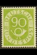 1951-52 90pf Yellow-green Posthorn (Michel 138, SG 1060), Superb Never Hinged Mint, Very Fresh. For More Images, Please  - Altri & Non Classificati