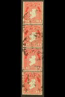 1946 COIL STAMPS 1d Carmine Perf 15 X Imperf, Watermark Upright SG 112c, Fine Cds Strip Of Four, Well Centered. For More - Other & Unclassified