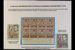 1942 1c Black And Chocolate Brown, Perf 13¼ X 13¾, SG 131, A Fine Mint Lower Marginal Block Of Eight Showing The "DAMAGE - Vide