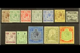 1914-21 (watermark Multiple Crown CA) Definitives Complete Set, SG 69/88, Very Fine Mint. (12 Stamps) For More Images, P - Malta (...-1964)