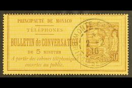 TELEPHONE STAMP. 1886 50c Brown On Yellow, Yvert 1, Very Fine Used. Scarce. For More Images, Please Visit Http://www.san - Other & Unclassified