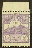 1903 2L Violet Mt Titano (SG 50, Sass 44, Scott 72) Mint Upper Marginal Example, Short Perf At Base. For More Images, Pl - Other & Unclassified