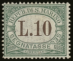 POSTAGE DUES 1924 10L Green And Brown, Sass 18, Very Fine And Fresh Mint. Cat €450 (£360) For More Images, Please Visit  - Andere & Zonder Classificatie