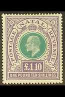 NATAL 1902 £1.10s Green & Violet, Wmk Crown CC, SG 143, Fine Mint. For More Images, Please Visit Http://www.sandafayre.c - Non Classés