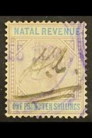 NATAL REVENUE 1885 £1.10s Lilac And Blue Die I (Barefoot 95), With Top Left Triangle Detached Variety, Used. Scarce! For - Unclassified