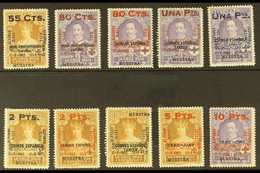 1927 Anniv Of Coronation Overprints On Various Spanish Colonies Red Cross Issues Complete Set With "MUESTRA" (Specimen)  - Autres & Non Classés