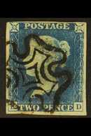 1840 2d Blue 'KD' Plate 1, SG 5, Used With 4 Margins & Crisp Black MC Cancellation. For More Images, Please Visit Http:/ - Sonstige & Ohne Zuordnung