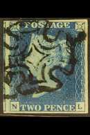 1840 2d Deep Blue 'NL' Plate 2, SG 4, Used With 4 Good / Huge Margins (portion Of Adjoining Stamp At Left), Cancelled By - Other & Unclassified