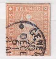 SUISSE HELVETIA NON DENTELE 20 RAPPEN  ORANGE JAUNE - Usati