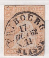 SUISSE HELVETIA NON DENTELE 20 RAPPEN  ORANGE JAUNE - Used Stamps