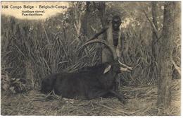 CPA Chasse Afrique Noire Antilope Cheval Circulé Congo Belge Entier Postal Voir Scan Du Dos - Congo Belge