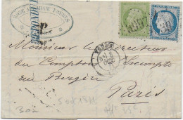 1871 - MIXTE EMPIRE / SIEGE - LETTRE De TOURS (INDRE ET LOIRE) => PARIS - 1870 Beleg Van Parijs