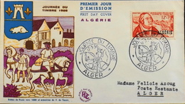 Enveloppe 1er Jour ALGERIE 1956 - Journée Du Timbre - Affr. N° 333 Y & T - Alger Daté Le 17.3.1956 -TBE - FDC