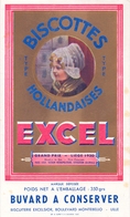 Buvard Vloeipapier - Biscottes Hollandaises - EXCEL - Biscuiterie Excelsior - Lille - 1935 - Sucreries & Gâteaux