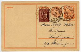 Germany 1922 Surcharged & Uprated Postal Card Geislingen A.d. Steige Pmk - Briefkaarten