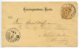 Austria 1887 2kr Eagle Postal Card Karlsbad To Kaiserslautern, Germany - Tarjetas