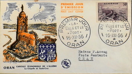 Enveloppe 1er Jour ALGERIE 1956 - La Ville Et Le Port D'ORAN - Affr. N°339 Y & T - Oran Daté Le 16.12.1956 -TBE - FDC