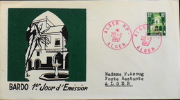 Enveloppe 1er Jour ALGERIE 1957 - Le Bardo - Affr. N°341 Y & T - Alger Daté Le 20.2.1957 -TBE - FDC