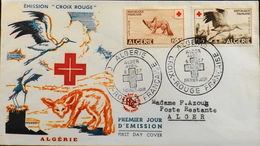 Env. 1er Jour ALGERIE 1957 - Croix-Rouge - Affr. N° 343/344 Y & T - Alger Daté Le 6.4.1957 -TBE - FDC