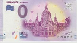 Billet Touristique 0 Euro Souvenir Allemagne Hannover Neues Rathaus 2017-1 N°XEPC001439 - Privéproeven