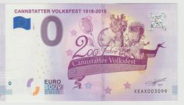 Billet Touristique 0 Euro Souvenir Allemagne Cannstatter Volksfest 1818-2018 2018-1 N°XEAX003099 - Privatentwürfe