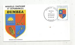 Timbre , Premier Jour , 1988 , NOUVELLE CALEDONIE ET DEPENDANCES , Blason , DUMBEA - FDC