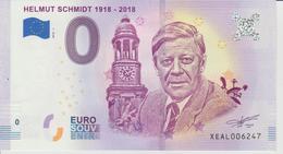 Billet Touristique 0 Euro Souvenir Allemagne Helmut Schmidt 1918-2018 2018-1 N°XEAL006247 - Privatentwürfe