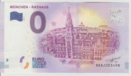 Billet Touristique 0 Euro Souvenir Allemagne Munchen - Rathaus 2018-1 N°XEAJ003498 - Essais Privés / Non-officiels