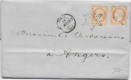 1856 - LETTRE 3° ECH De PARIS Avec ETOILE PLEINE => ANGERS - 1853-1860 Napoleon III