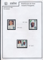CONGO KINSHASA ZAIRE 1986 ISSUE COB 1313/15 IMPERFORATED MNH - 1980-89: Ongebruikt