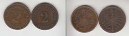 Allemagne  2 Pfennig  1874 B + 1874 C Deutsches Reich - 2 Pfennig