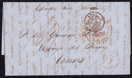 1850. LONDRES A CÁCERES. FECHADOR LONDON/PAID. TRÁNSITO POR CALAIS. 1 CHELÍN Y AL DORSO ETIQUETA DE CIERRE. INTERESANTE. - ...-1840 Voorlopers