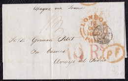 1850. LONDRES A ARROYO DEL PUERCO. FECHADOR LONDON/PAID Y TRÁNSITO POR CALAIS. 10Rs EN ROJO. INTERESANTE CARTA COMPLETA. - ...-1840 Vorläufer