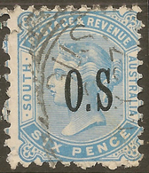 SOUTH AUSTRALIA 1891 6d No Stop OS SGO62a U #AMC25 - Oblitérés