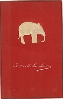 Carte Gaufrée Elephant Blanc Porte Bonheur ( écrite 1931 )  177 - Elefanti